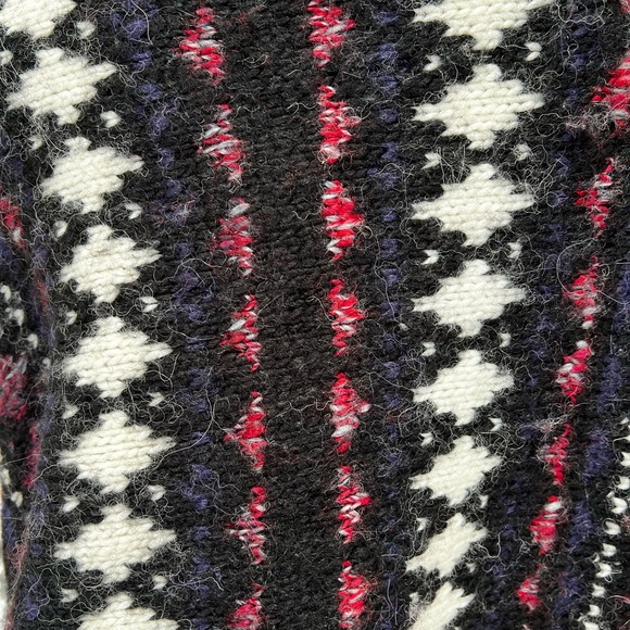 LOFT Fair Isle Knit Long Vest in Black with Purple & White - Picture 7 of 7